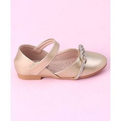 Cute Walk by Babyhug Velcro Closure Shimmer Solid Bellies - Golden