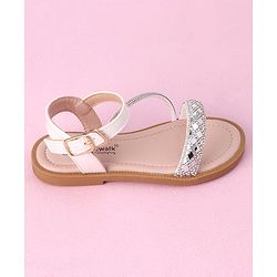 Cute Walk by Babyhug Studded Sandals with Buckle Closure - White