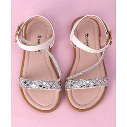 Cute Walk by Babyhug Studded Sandals with Buckle Closure - White