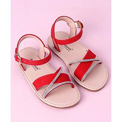 Cute Walk by Babyhug Buckle Closure Sandals with Stud Detailing - Red