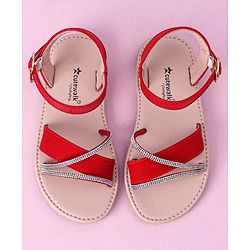 Cute Walk by Babyhug Buckle Closure Sandals with Stud Detailing - Red