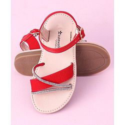 Cute Walk by Babyhug Buckle Closure Sandals with Stud Detailing - Red