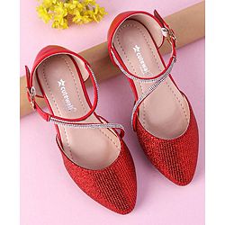 Cute Walk by Babyhug Shimmery & Studded Bellies with Buckle Closure - Red