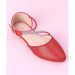 Cute Walk by Babyhug Shimmery & Studded Bellies with Buckle Closure - Red