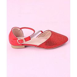 Cute Walk by Babyhug Shimmery & Studded Bellies with Buckle Closure - Red