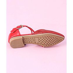 Cute Walk by Babyhug Shimmery & Studded Bellies with Buckle Closure - Red