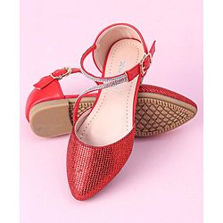 Cute Walk by Babyhug Shimmery & Studded Bellies with Buckle Closure - Red