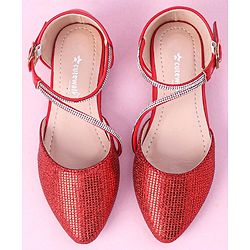 Cute Walk by Babyhug Shimmery & Studded Bellies with Buckle Closure - Red
