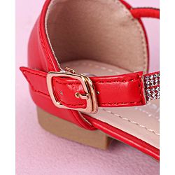 Cute Walk by Babyhug Shimmery & Studded Bellies with Buckle Closure - Red