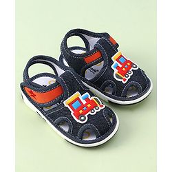 Cute Walk by Babyhug Velcro Closure casual Sandals with Engine Applique - Blue