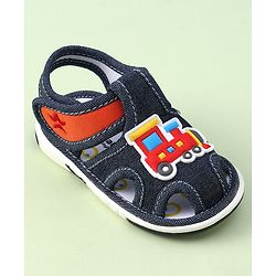 Cute Walk by Babyhug Velcro Closure casual Sandals with Engine Applique - Blue