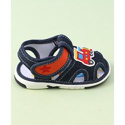 Cute Walk by Babyhug Velcro Closure casual Sandals with Engine Applique - Blue