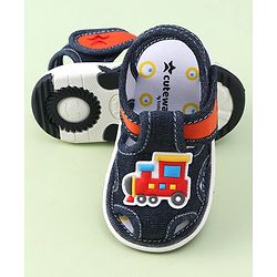 Cute Walk by Babyhug Velcro Closure casual Sandals with Engine Applique - Blue