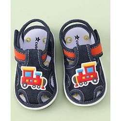 Cute Walk by Babyhug Velcro Closure casual Sandals with Engine Applique - Blue
