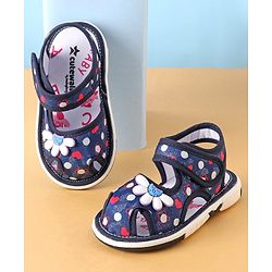 Cute Walk by Babyhug Sandals with Velcro Closure Floral Print with Applique - Blue