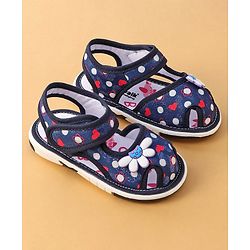 Cute Walk by Babyhug Sandals with Velcro Closure Floral Print with Applique - Blue