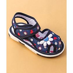 Cute Walk by Babyhug Sandals with Velcro Closure Floral Print with Applique - Blue