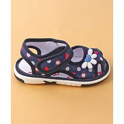 Cute Walk by Babyhug Sandals with Velcro Closure Floral Print with Applique - Blue