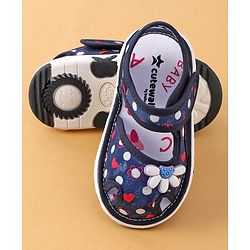Cute Walk by Babyhug Sandals with Velcro Closure Floral Print with Applique - Blue