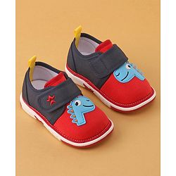 Cute Walk by Babyhug Casual Shoes With Velcro Closure & Dino Applique- Navy Blue & Red
