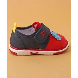 Cute Walk by Babyhug Casual Shoes With Velcro Closure & Dino Applique- Navy Blue & Red
