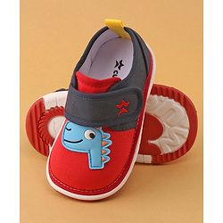 Cute Walk by Babyhug Casual Shoes With Velcro Closure & Dino Applique- Navy Blue & Red