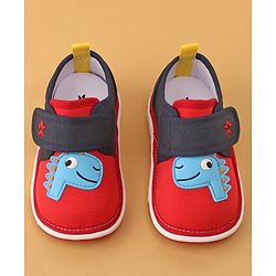 Cute Walk by Babyhug Casual Shoes With Velcro Closure & Dino Applique- Navy Blue & Red