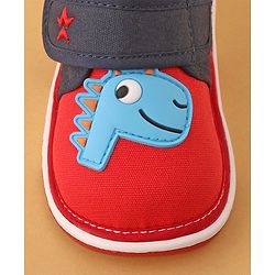 Cute Walk by Babyhug Casual Shoes With Velcro Closure & Dino Applique- Navy Blue & Red