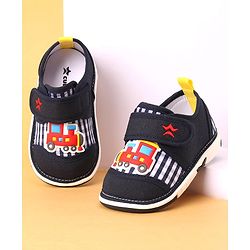 Cute Walk by Babyhug Velcro Closure Casual Shoes with Engine Applique - Navy Blue