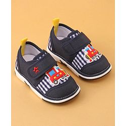 Cute Walk by Babyhug Velcro Closure Casual Shoes with Engine Applique - Navy Blue