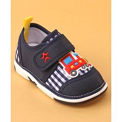 Cute Walk by Babyhug Velcro Closure Casual Shoes with Engine Applique - Navy Blue