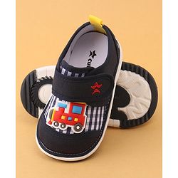 Cute Walk by Babyhug Velcro Closure Casual Shoes with Engine Applique - Navy Blue