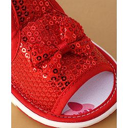 Cute Walk by Babyhug Sandals With Velcro Closure Sequins Detailing & Bow Applique - Red