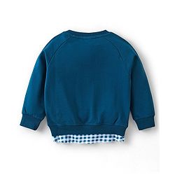 Babyhug Cotton Knit Full Sleeves Sweatshirt with Terry Embroidery & Holographic Foil Detailing - Teal