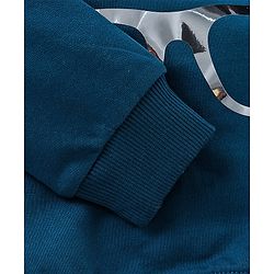 Babyhug Cotton Knit Full Sleeves Sweatshirt with Terry Embroidery & Holographic Foil Detailing - Teal