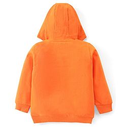 Babyhug Cotton Knit Full Sleeves Hooded Sweatshirt Text Print - Orange