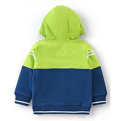 Babyhug Cotton Full Sleeves Cut & Sew SweatJacket with Zipper & Hood - Blue