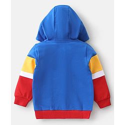 Babyhug Cotton Knit Full Sleeves Hooded Sweat Shirt with Cut & Sew Design - Blue