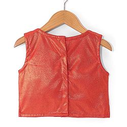Babyhug Sleeveless Embroidered Shimmer Net Choli With Embroidered Shimmer Net Lehenga And Dupatta Set - Red