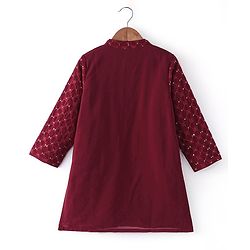 Babyhug Full Sleeves Sequined Embroidered Kurta Dhoti Set - Maroon