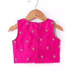 Babyhug Sleeveless Lehenga Choli And Dupatta Set With Floral Embroidered - Hot Pink