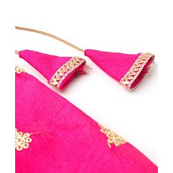 Babyhug Sleeveless Lehenga Choli And Dupatta Set With Floral Embroidered - Hot Pink