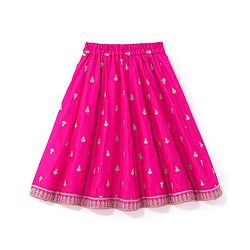 Babyhug Sleeveless Lehenga Choli And Dupatta Set With Floral Embroidered - Hot Pink