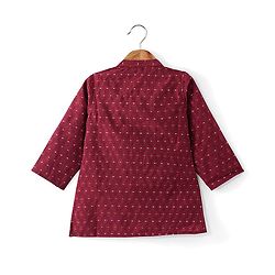Babyhug Dobby Full Sleeves Embroidered Kurta with Solid Dhoti Set - Maroon