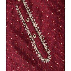 Babyhug Dobby Full Sleeves Embroidered Kurta with Solid Dhoti Set - Maroon