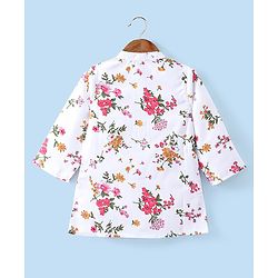 Babyhug 100% Cotton Woven Full Sleeves Kurta and Dhoti Set Floral Print - Ivory & Yellow