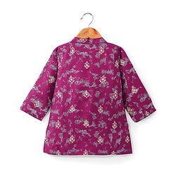Babyhug Full Sleeves Floral Printed Kurta Dhoti Set - Purple