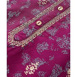 Babyhug Full Sleeves Floral Printed Kurta Dhoti Set - Purple