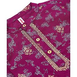 Babyhug Full Sleeves Floral Printed Kurta Dhoti Set - Purple