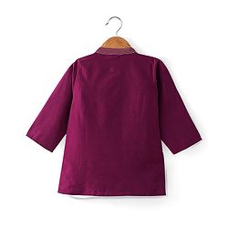 Babyhug Full Sleeves Floral Embroidered Kurta Dhoti Set - Magenta